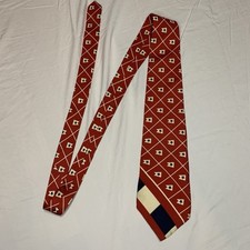 Tommy Hilfiger Mens Neck Tie Red White Flags Blue Stars 57 100 Silk
