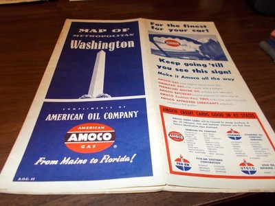 1952 Amoco Metro. Washington DC Vintage Road Map