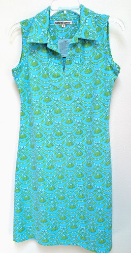Barbara Gerwit Women’s Sheath Dress Sz S Green Blue Sleeveless Resort Cruise