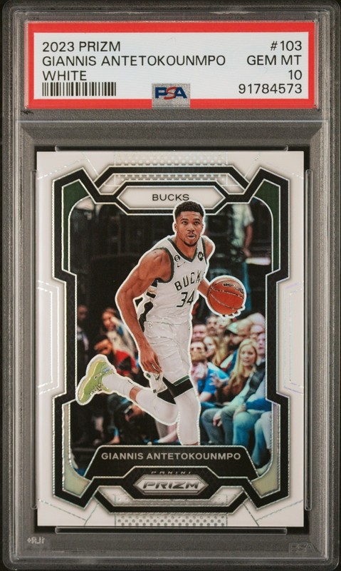 2023 Panini Prizm #103 Giannis Antetokounmpo White Prizm PSA 10 #/175