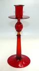 Vintage Venetian Murano Glass Ruby Red Candlestick