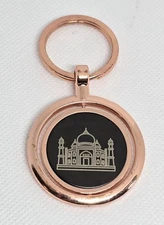Windy Street Round Rotating Key Chain Double Side Plate Rose Gold Tone Souvenir 