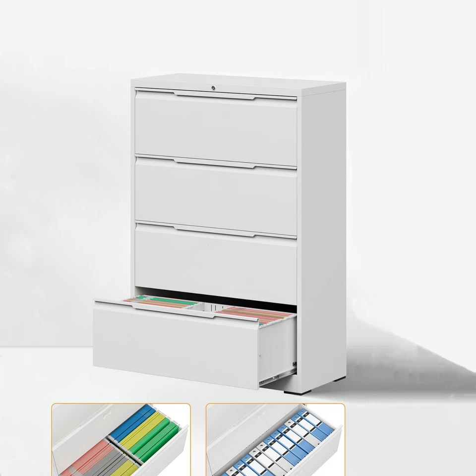 Archivador lateral de metal con 4 cajones archivador de metal archivador de metal con cerradura para el hogar Foto 3 de 4