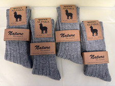 4 Pairs Alpaca wool socks nature thermal winter socks for women men-Gray