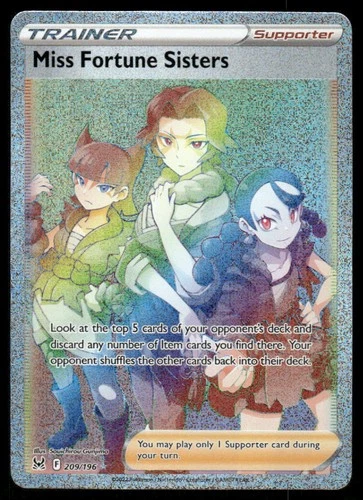 Pokemon Cards Miss Fortune Sisters 209/196 Lost Origin Rainbow Rare NM