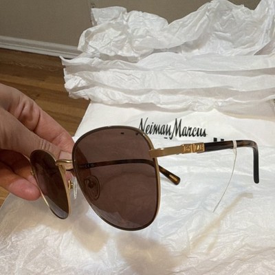 BY FAR Gibson BF00031E Gold Metal-Acetate Square Sunglasses Brown Lens 