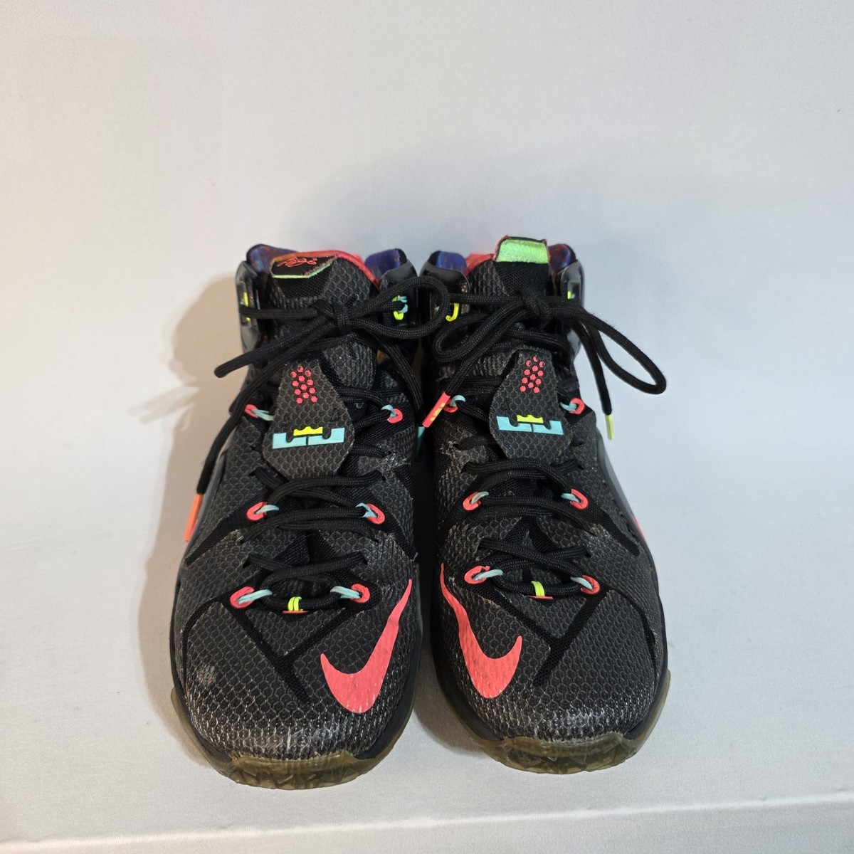Men\'s Size 12 Nike LeBron XII 12 Data Black Mango Basketball Shoes 684593-068 Size 10 - Nike LeBron 12 Data - 684593-068 for sale online  main image 2
