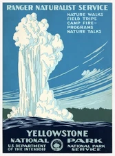 Vintage Yellowstone National Park Wyoming Travel Art Poster Print