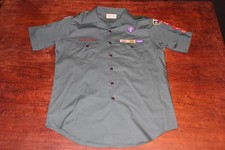 Boy Scouts of America BSA Men's Shirt Large Venturing Green Sewn Patches