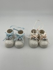 Set of 2 Pairs Ceramic Baby Shoes Ornaments Boy Girl Baby Shower Decor