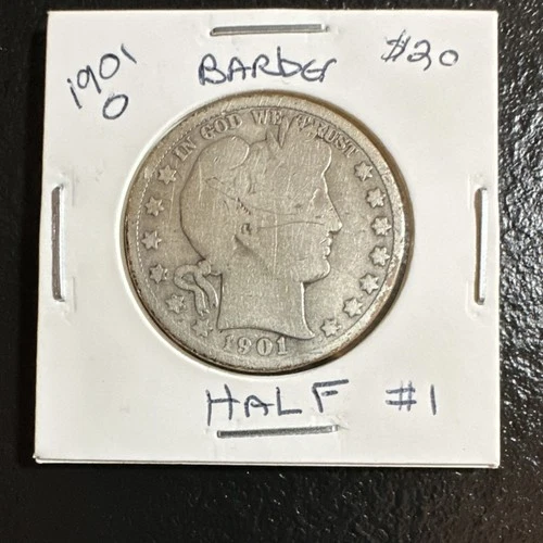 1901-O Barber Half Dollar Silver Coin Circulated New Orleans 50C