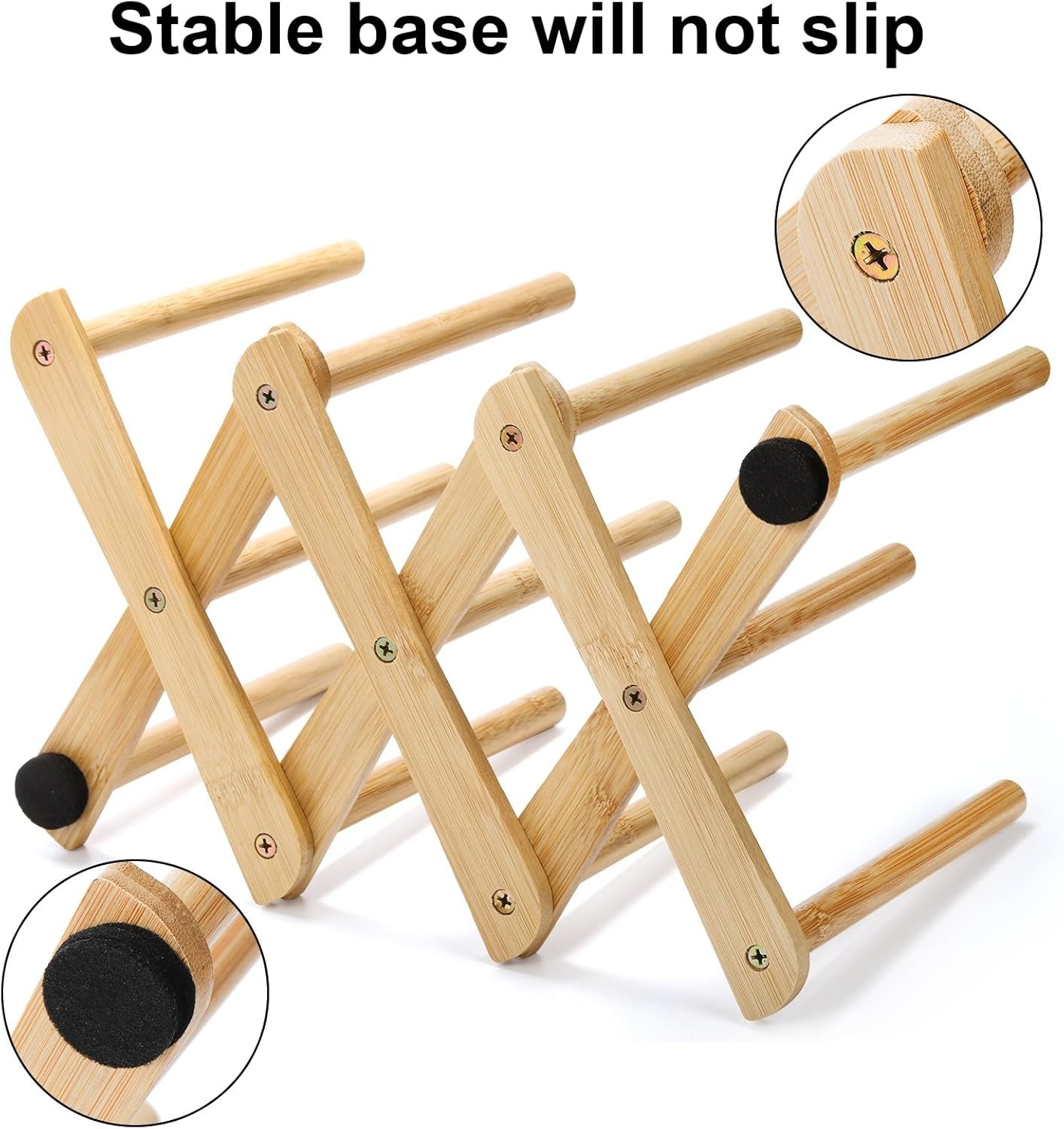 Lawei 2 Pack Bamboo Bottle Drying Rack – Retractable Cup, Dish & Bag Drainer Sta