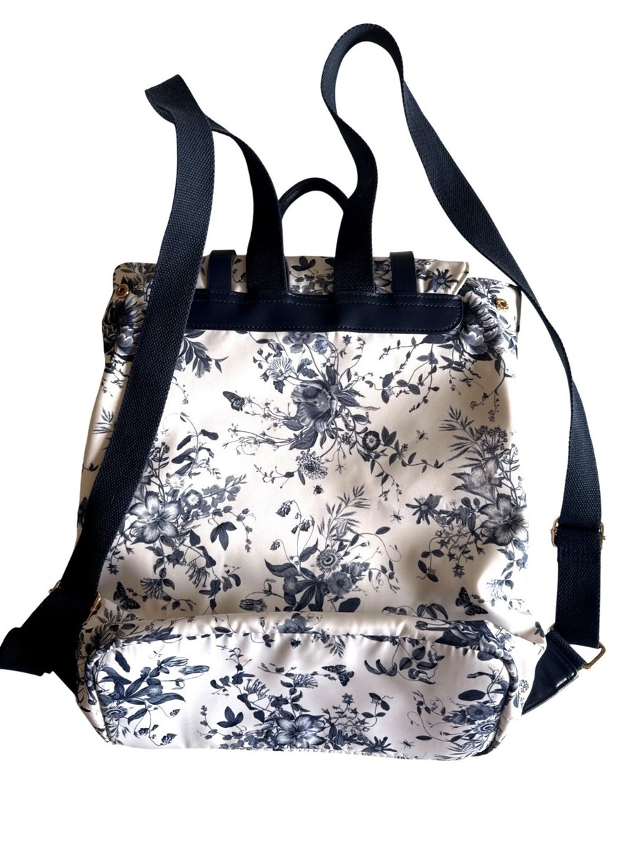 Fable England Blue White Toile Floral Backpack Romantic Bag  display picture 2