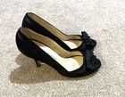 Luciano Padovan Leather Velvet Peep-Toe Heels Shoes Size Uk 4.5