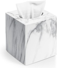 Square Tissue Box Cover, Marble Modern Facial Paper Holder, Cube Acrylic