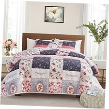 Patchwork Quilt Set King King-102"x90" 1 Quilt  2 Pillow Shams Pink Purple