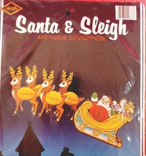 Beistle Santa & Sleigh Centerpiece 1979 Christmas Honeycomb Art Tissue 22787