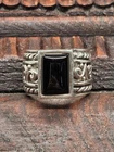 Vtg Silpada Heavy Sterling Silver Onyx Filigree Scrolled Wide Band Ring  Sz 7