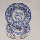 6x Spode Blue Room Georgian Floral 19cm Side Cake Plates Blue & White