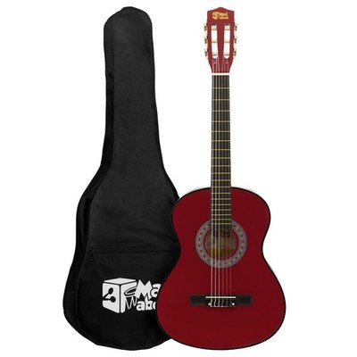 Rote 3/4 Konzertgitarre von Mad About - bunte Gitarre mit Tasche