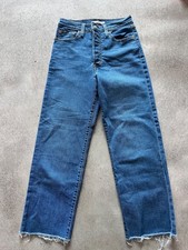 Levi's Ribcage Straight Ankle Jeans Womens 27 Blue High Rise Button Fly Denim