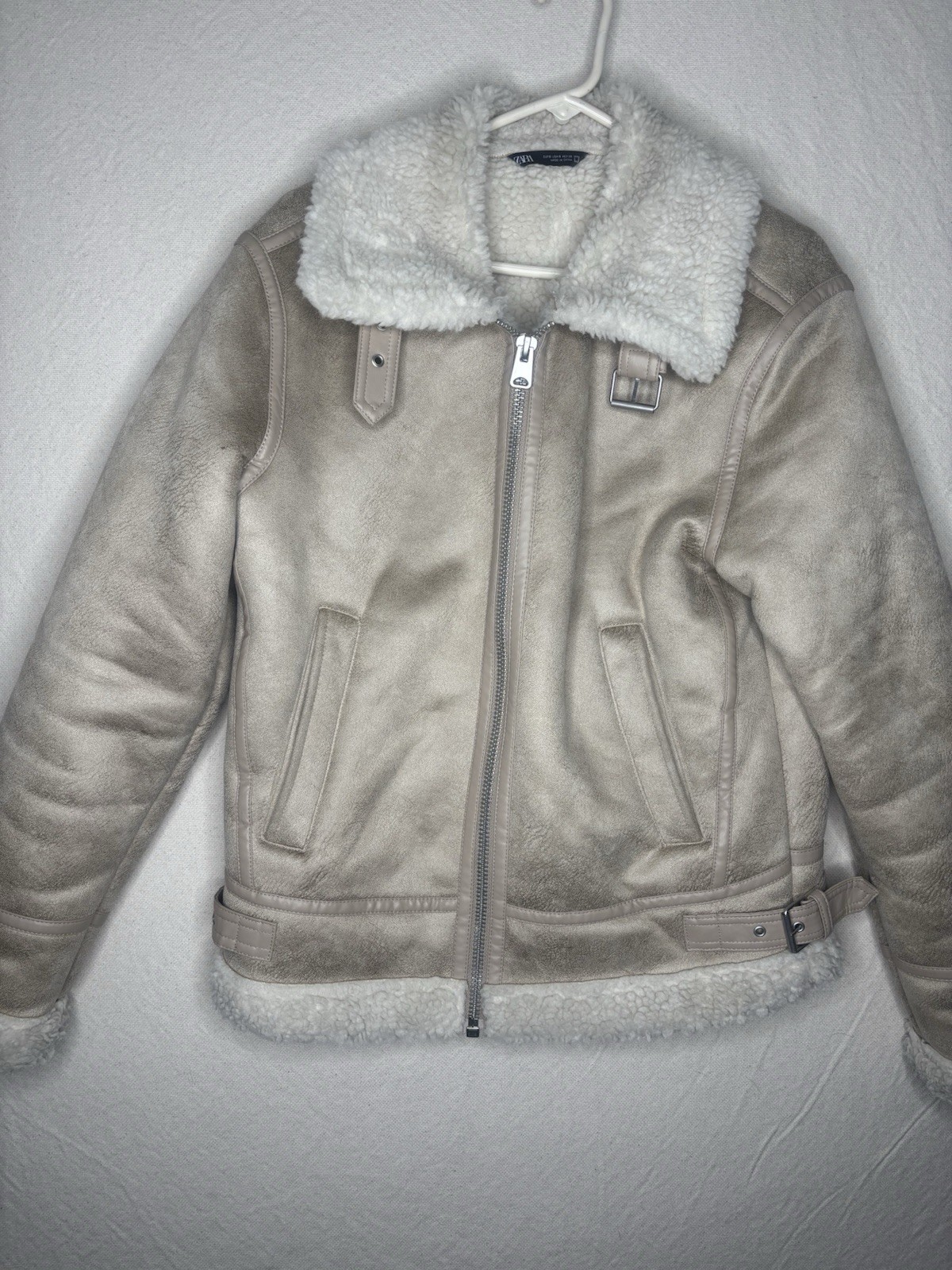 ZARA Sherpa Lined Winter Jacket Women’s Small Size image 2