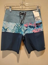 NWT Mens Billabong Recycler Pro Board Shorts Blue Floral Size 25 Surf