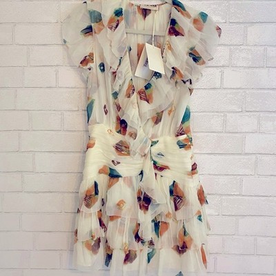 New! Ulla Johnson $690 Silk Zina Dress in Aurora Ivory Floral Silk Size 2 NWT