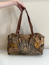 Salvatore Ferragamo Leopard Pattern Canvas Leather Shoulder Bag Vintage 1980s