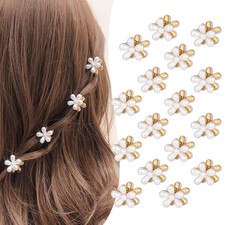 16 Pezzi Piccole Fermagli Artiglio Perla con Disegno Floreale, Mini Fermagli per Capelli Sottili Spessore