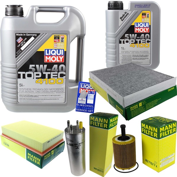 Inspektionspaket 6L Liqui Moly Top Tec 4100 5W-40 FüR VW Transporter V Bus 1.9-image