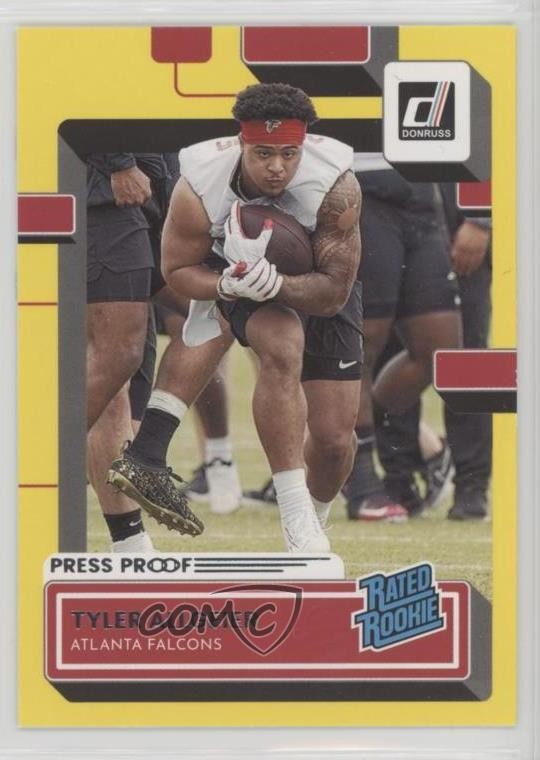 2022 Panini Donruss Rated Press Proof Yellow Tyler Allgeier #344 Rookie RC 5cb