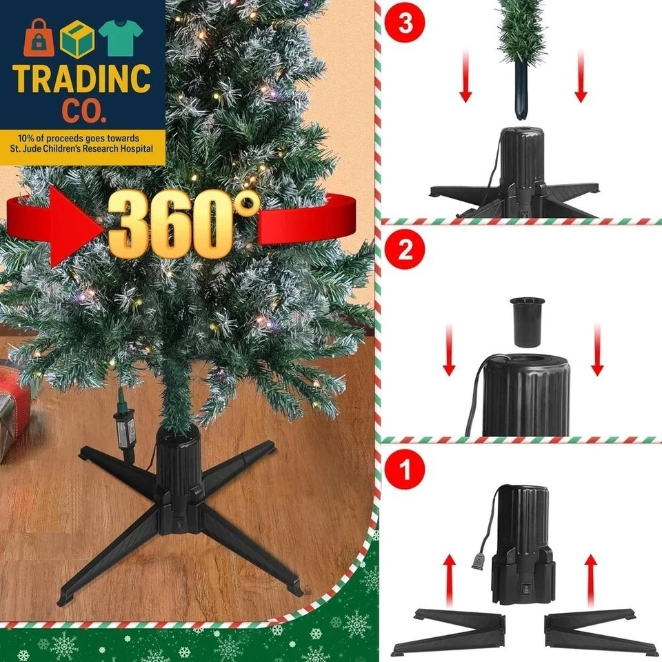 360 Degree Rotating Christmas Tree Stand, Revolving Artificial Tree Base for Tre - Image 3 of 4