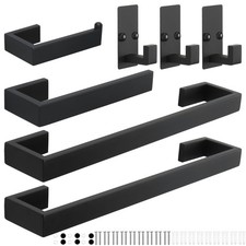 7 Pcs Bathroom Hardware Set, Thicken Stainless Steel Towel Bar Set-Includes 2...