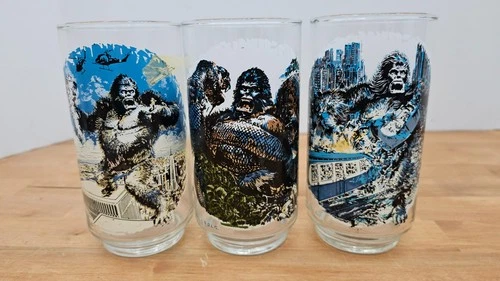 Lot Vintage 1976 King Kong Coca-Cola Glasses–Set of 3