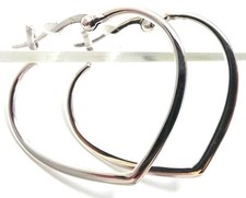 2.82G GORGEOUS 1.02" SOLID Sterling Silver Heart Hoop Earrings Flattened Bottom