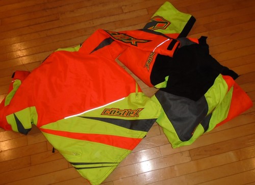 CASTLE X RACEWEAR SNOWMOBILE OUTFIT ~ SIZE M ~ JACKET & PANTS orange neon - Picture 3 of 3