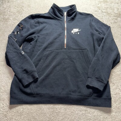 Nike Air 1/4 Zip Sweatshirt Gold Logo Mens Small Black Sweater