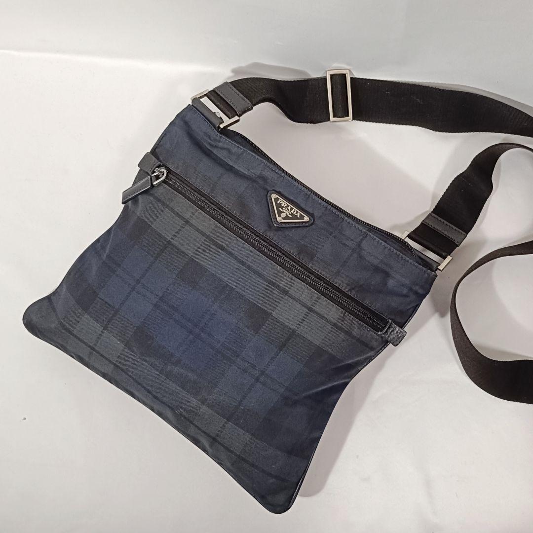 PRADA nylon shoulder bag check navy bag Authentic | eBay PRADA nylon shoulder bag check navy bag Authentic | eBay