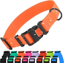 Waterproof Dog Collar - Silicone, Plastic Collar, Odor-Resistant 18"-26", Orange