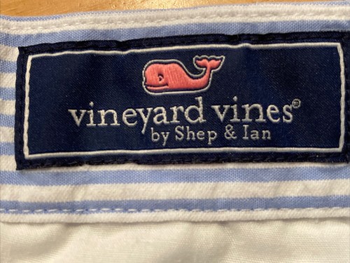 Vineyard Vines Youth Boys 10 Fits 26 x 9 Seersucker Blue & White Striped Shorts - Picture 10 of 12