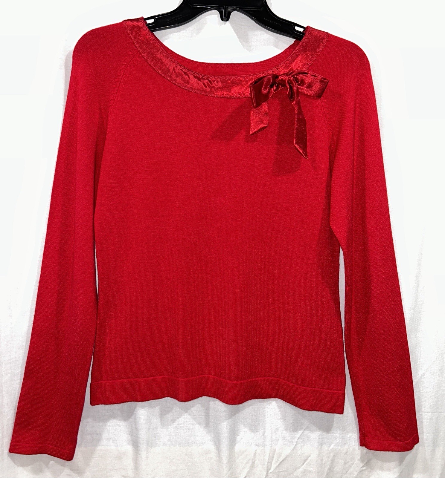 Notations Womens Long Sleeve Ruby Red Sweater Sat… - image 1