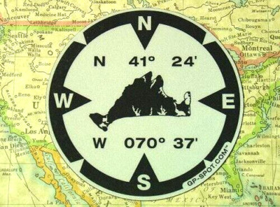 Martha's Vineyard, MA GPS Sticker - Reflective Vinyl GPS Marker Decal