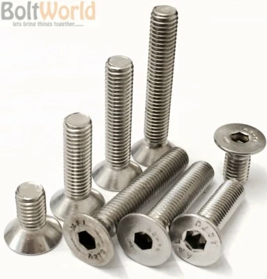 BOLT WORLD M3 M4 M5 M6 M8 A2 STAINLESS STEEL COUNTERSUNK BOLTS CSK ALLEN SOCKET SCREWS 7991