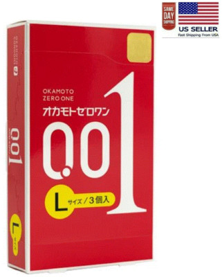 OKAMOTO Condom L001 Large size Polyurethane 0.01mm 3pcs Made In Japan-US Seller