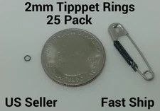 Tippet Rings 2mm Black Nickel 25 pk Dry/Wet/Nymph Fly Leader Rig Ring FREE SHIP