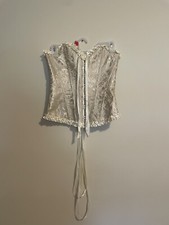 Cream/beige Overbust corset Halloween Size Small Tie Up Corset