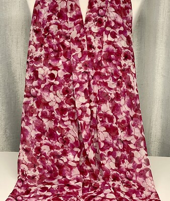 100% Mulberry Silk Scarf Georgette Chiffon Cerise Pink Pale Pink