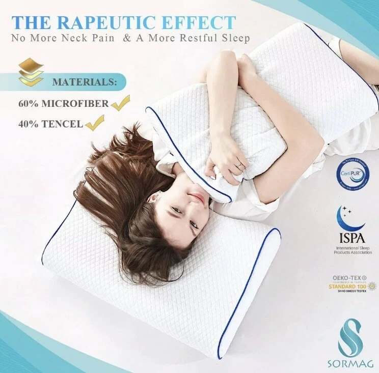 SORMAG Memory Foam Pillow Contour Support Neck Pillow Orthopedic Pillow