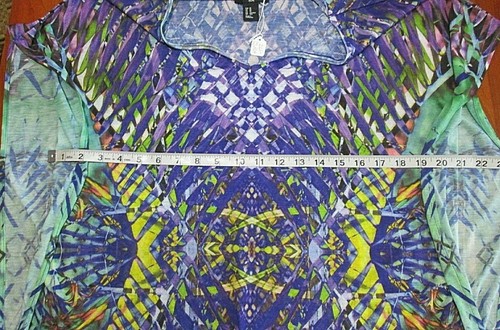 H&M Swim Cover Top Women Size XS Chest 42 Colorful Purple Green V-Neck 201-22864 - Picture 8 of 8
